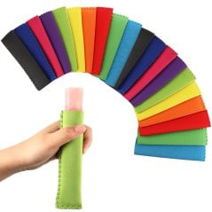 Ice pop sleeves, person holding a sleeve on an ice pop.