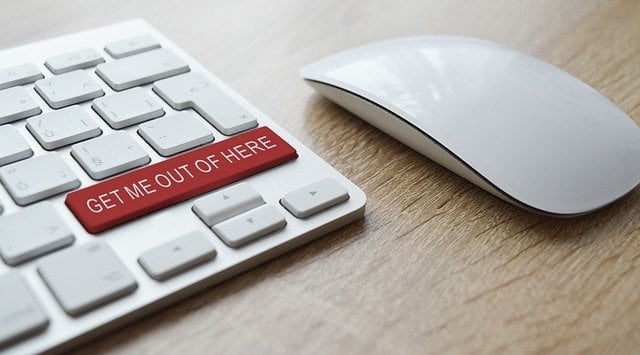 Mouse and keyboard with "get me out of here" button.