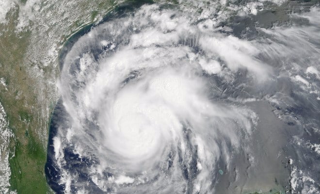 Imagen por satélite del huracán Harvey en el Golfo de México