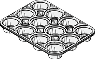 Graphic of an empty muffin pan.