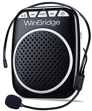 A speaker with a headset equipped with a microphone. "WinBridge" is branded on the front.